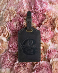 Dark Espresso Floral Initial Luggage Tag