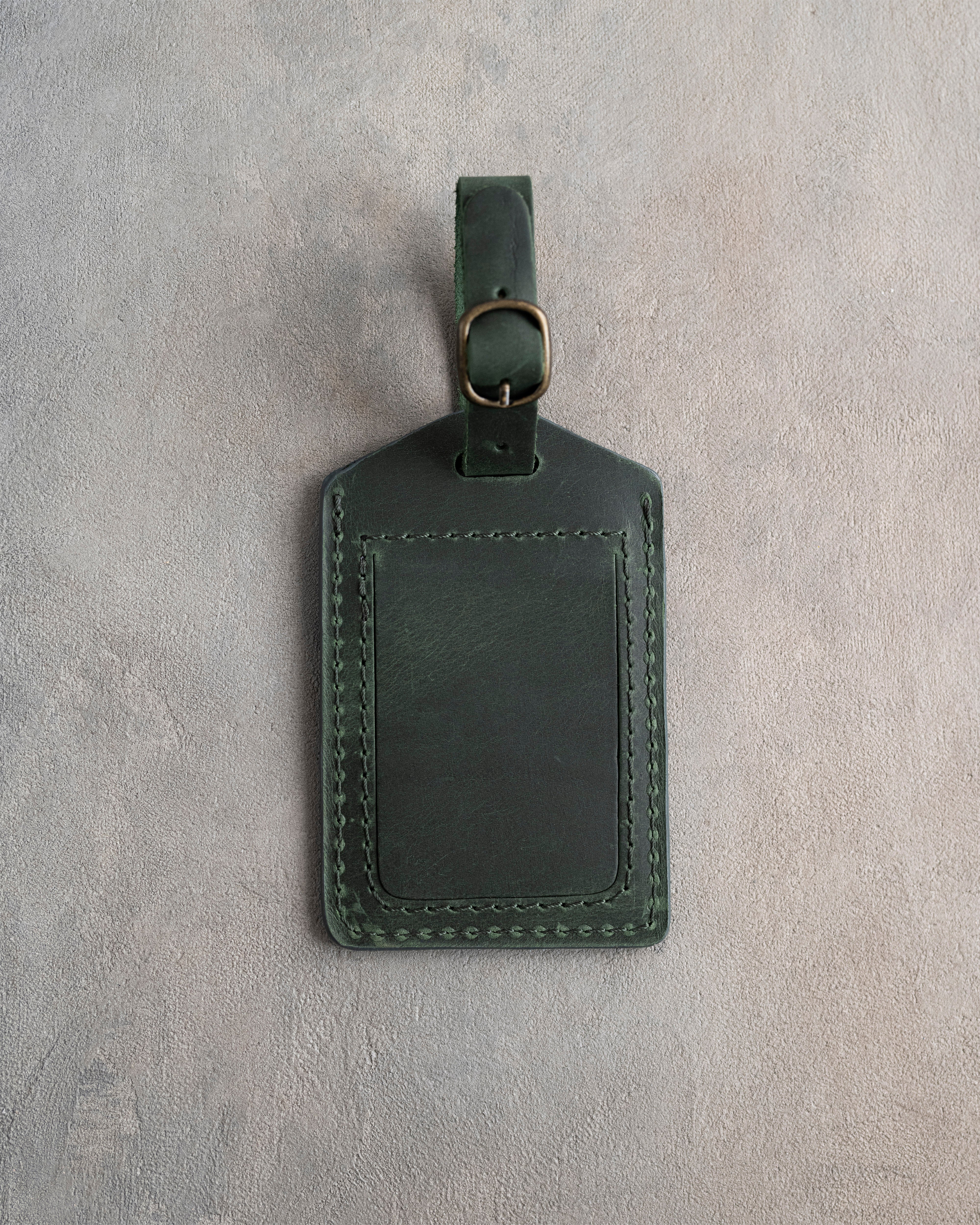 Classy Monogram Luggage Tag in Forest Green Leather