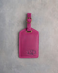 Vine Monogram Luggage Tag in Fuchsia Leather