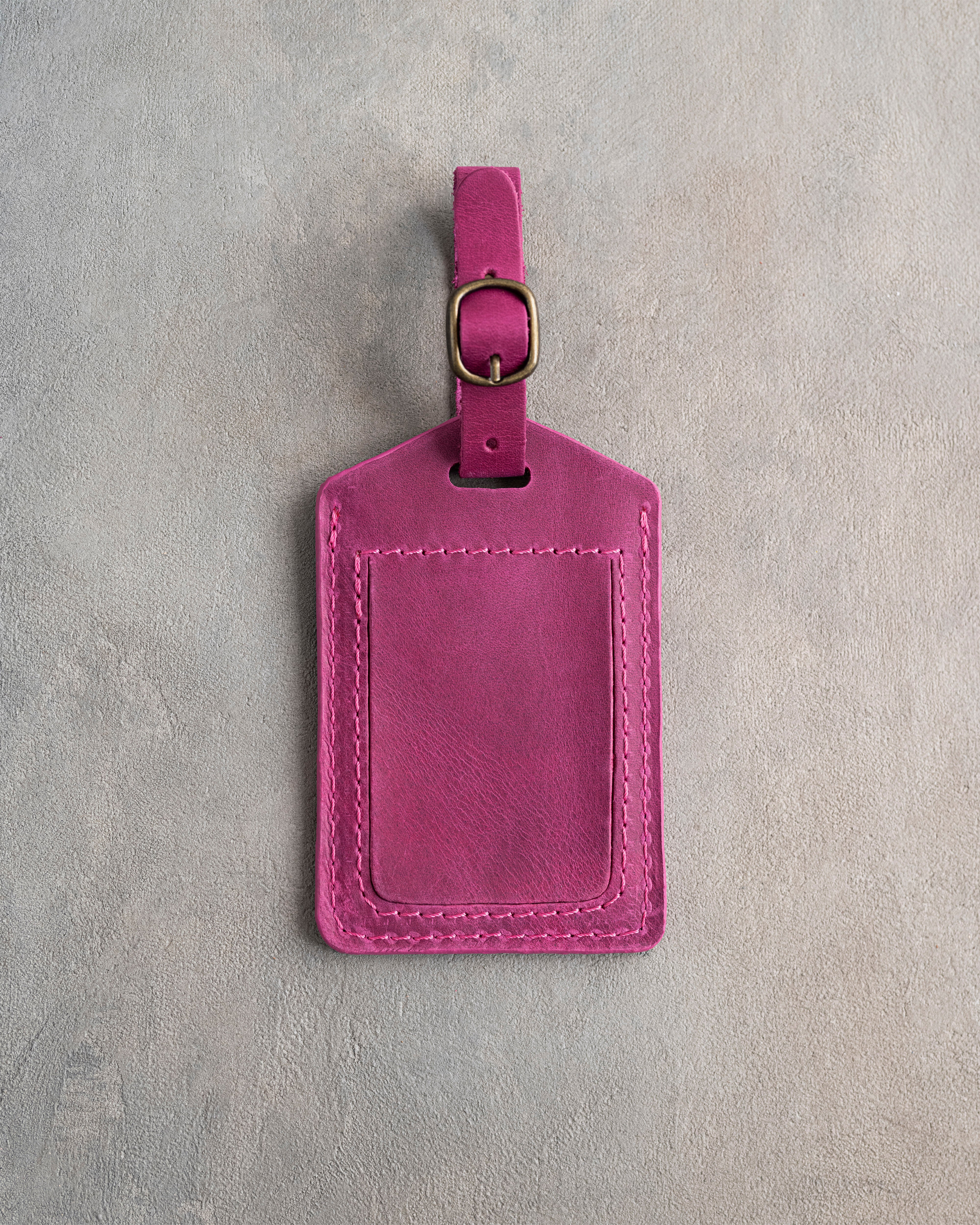 Classy Monogram Luggage Tag in Fuchsia Leather