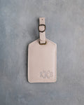 Vine Monogram Luggage Tag in Gray Sand Leather
