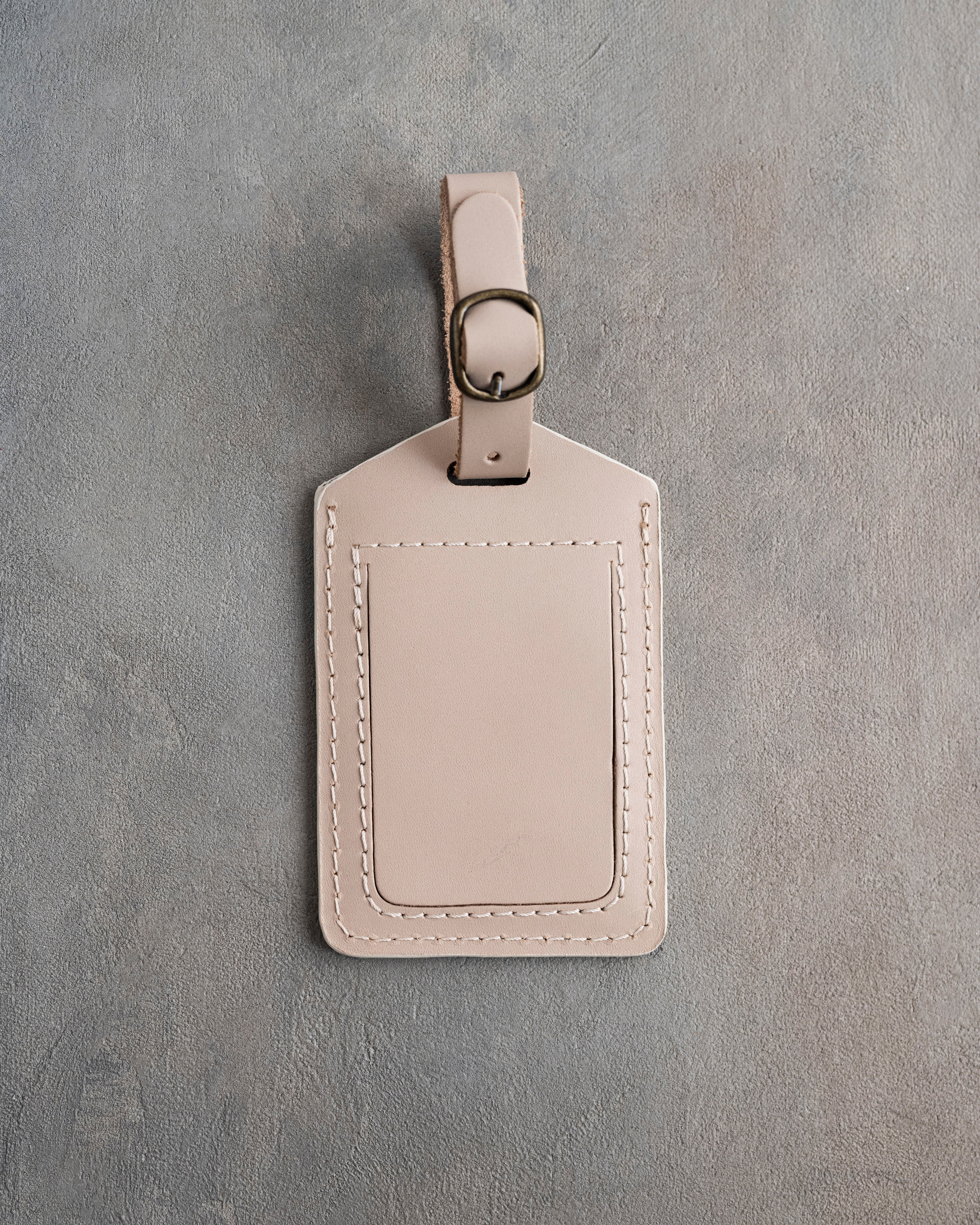Classy Initial Luggage Tag in Gray Sand Leather