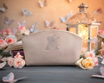 Gray Sand Initial Makeup Bag