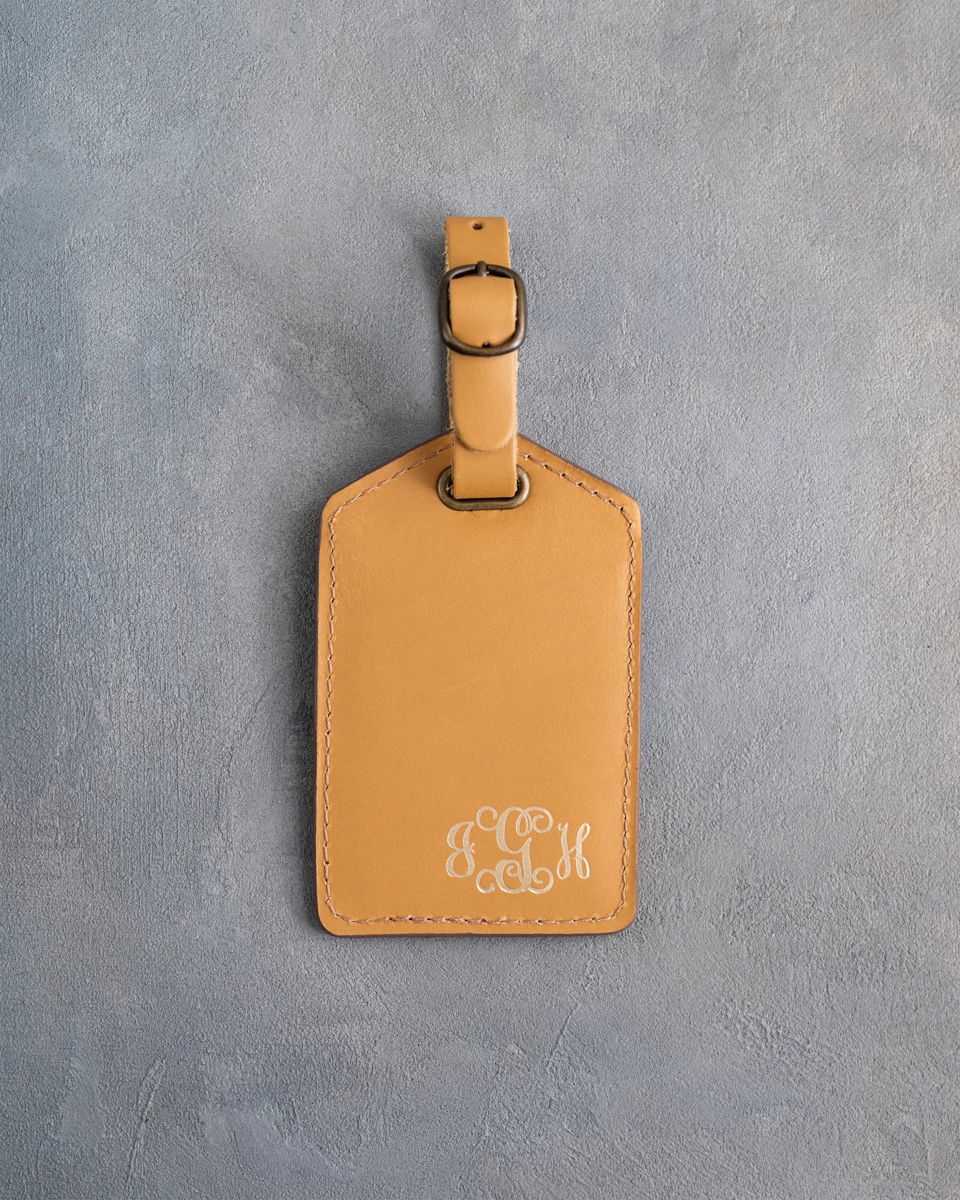 Vine Monogram Luggage Tag in Indian Summer Leather