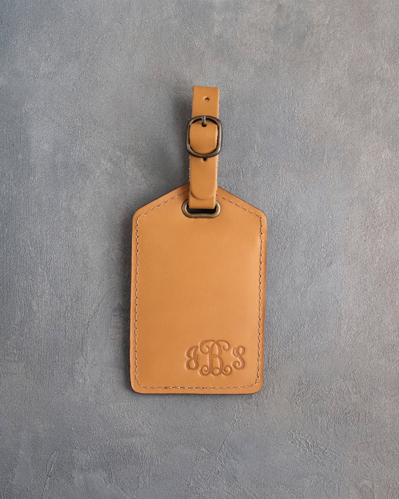 Vine Monogram Luggage Tag in Indian Summer Leather