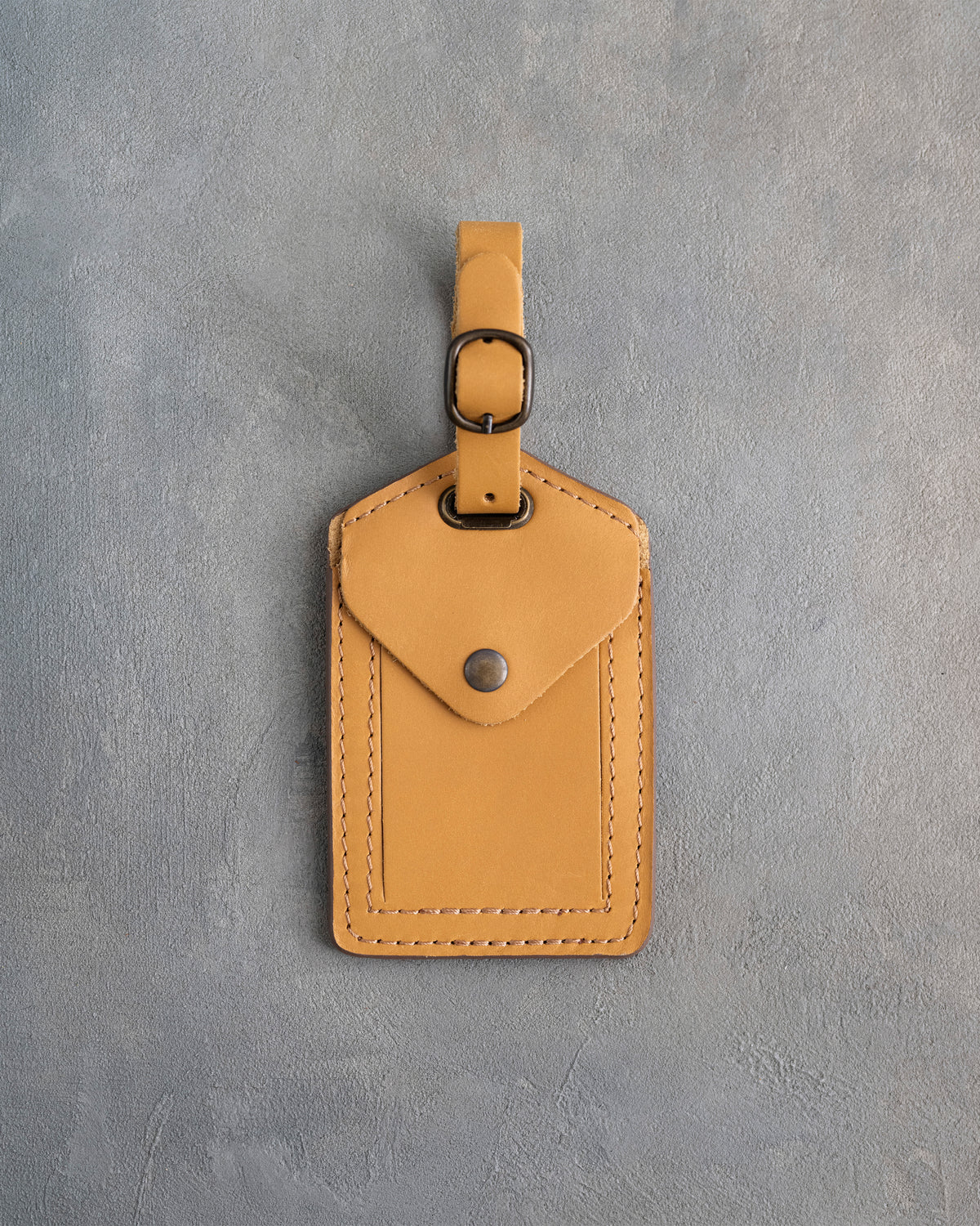 Minimalist Font Luggage Tag in Indian Summer Leather made to order
