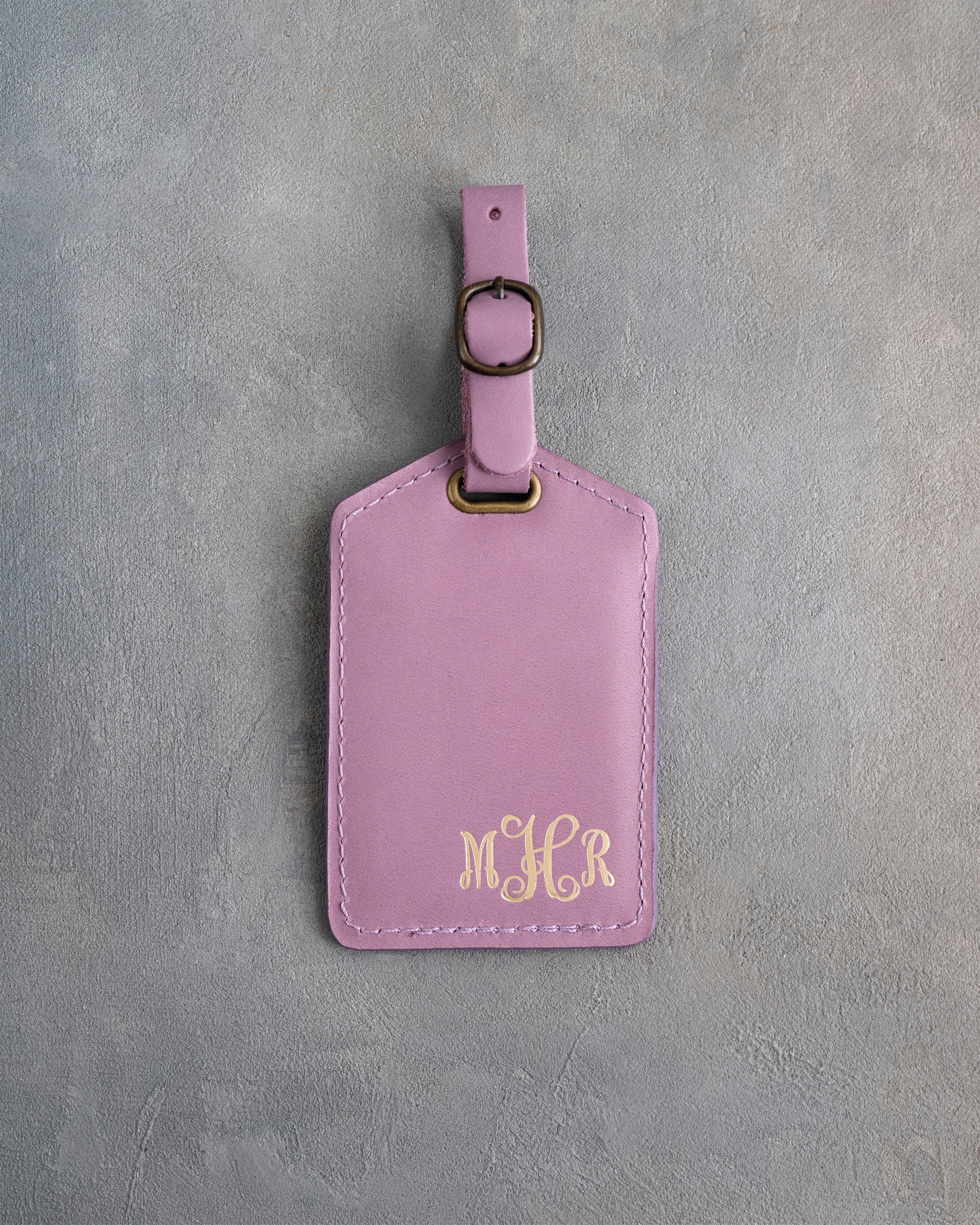 Vine Monogram Luggage Tag in Lilac Leather