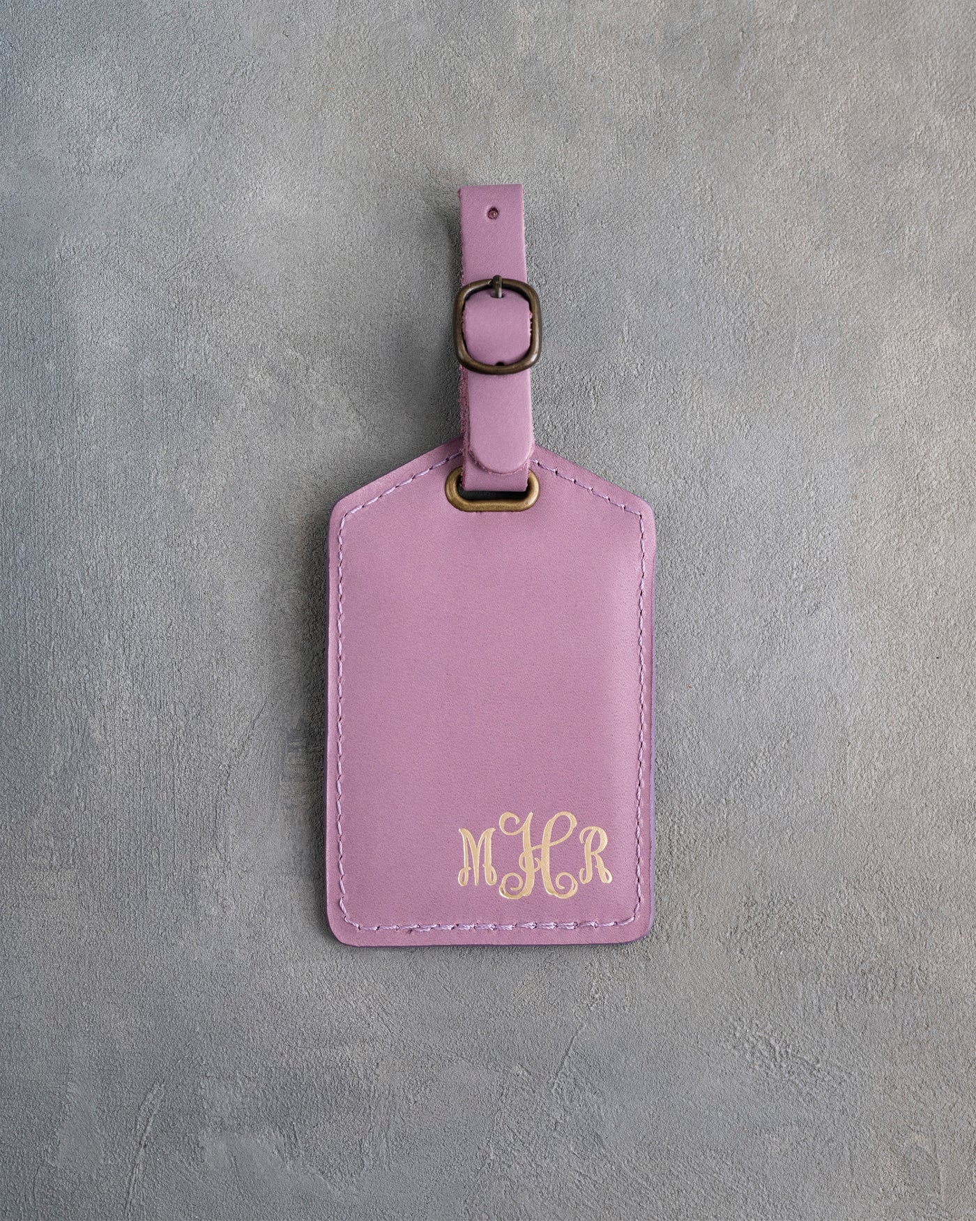 Vine Monogram Luggage Tag in Lilac Leather