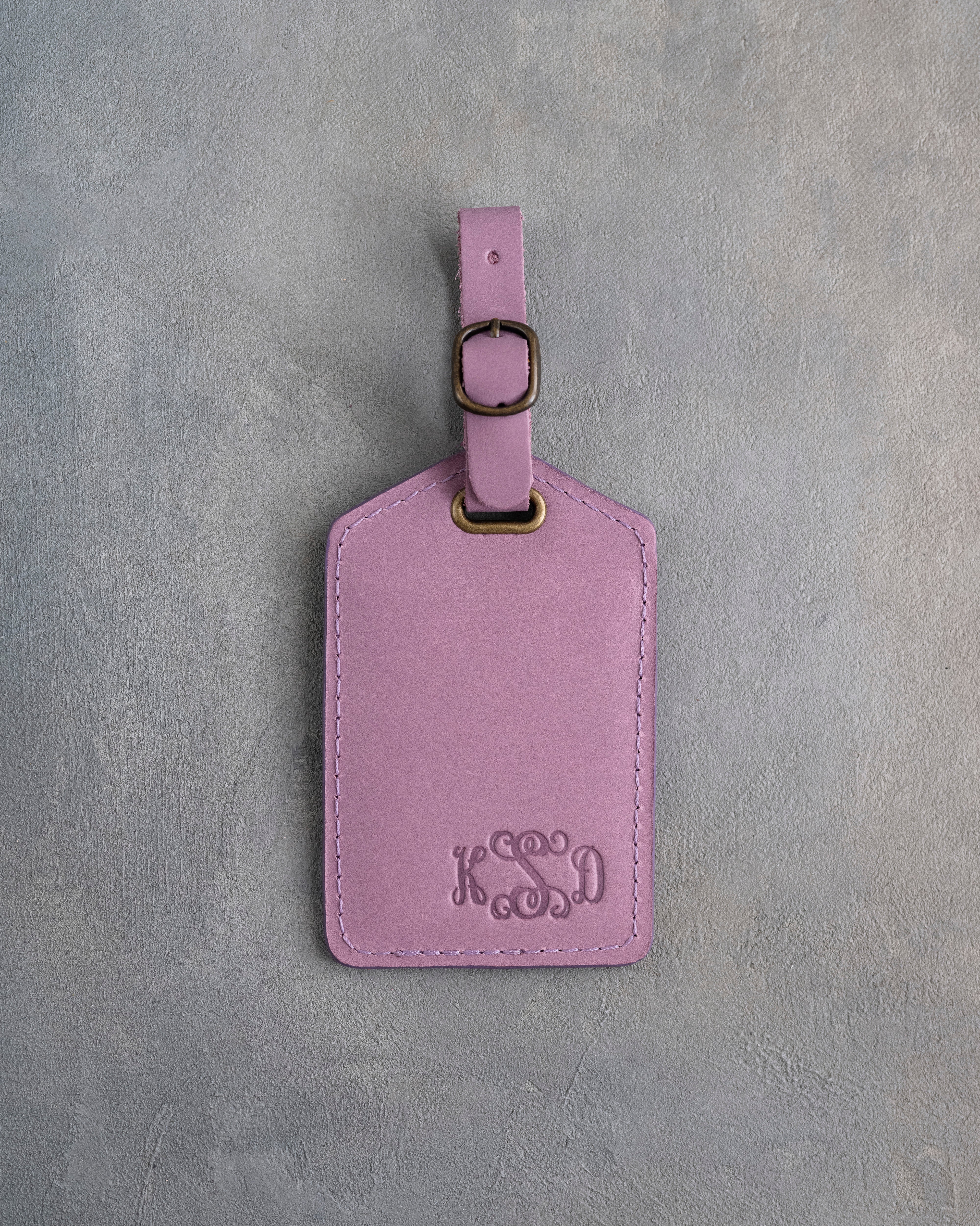 Vine Monogram Luggage Tag in Lilac Leather