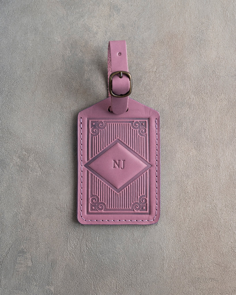 Classy Monogram Luggage Tag in Lilac Leather