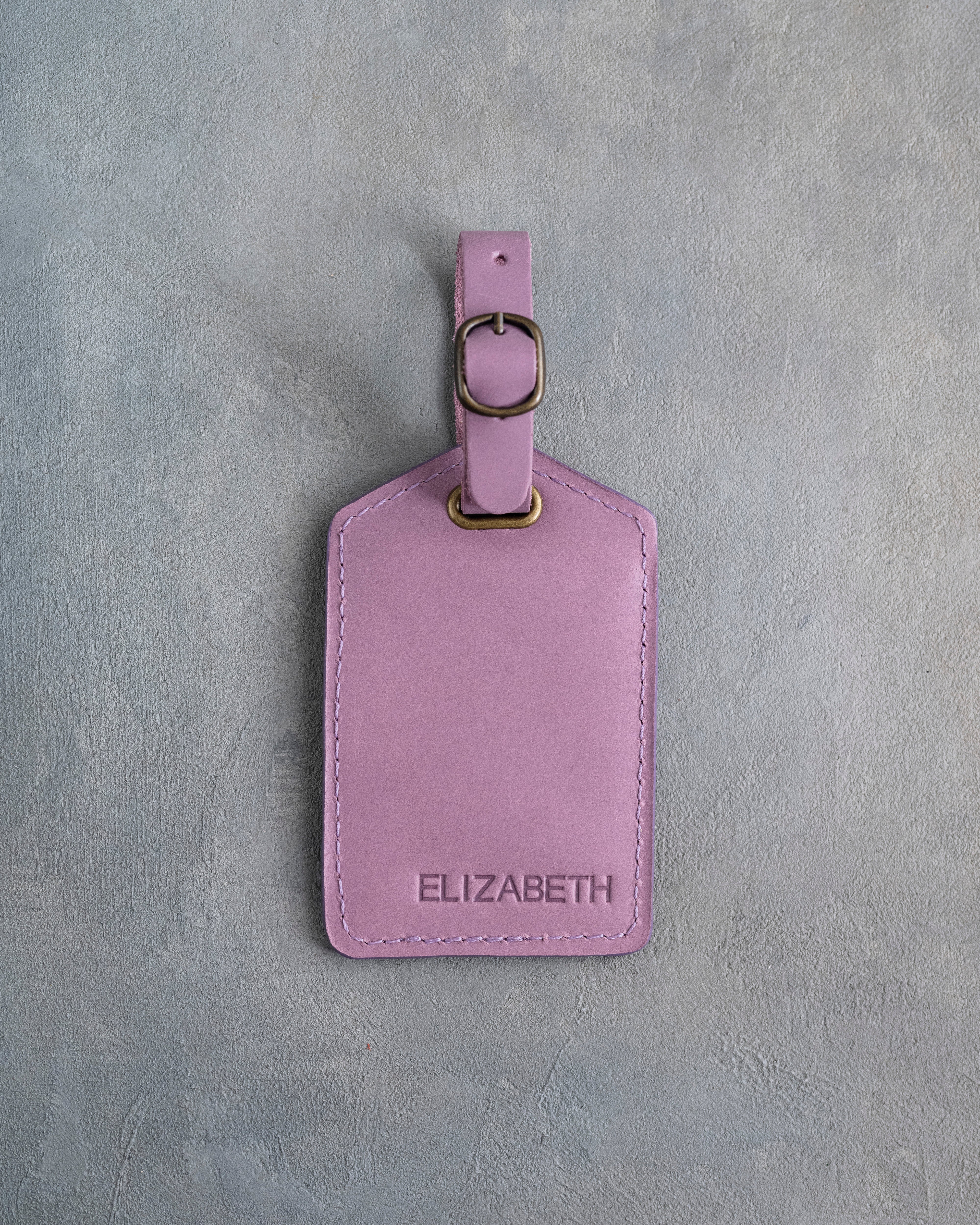 Minimalist Font Luggage Tag in Lilac Leather