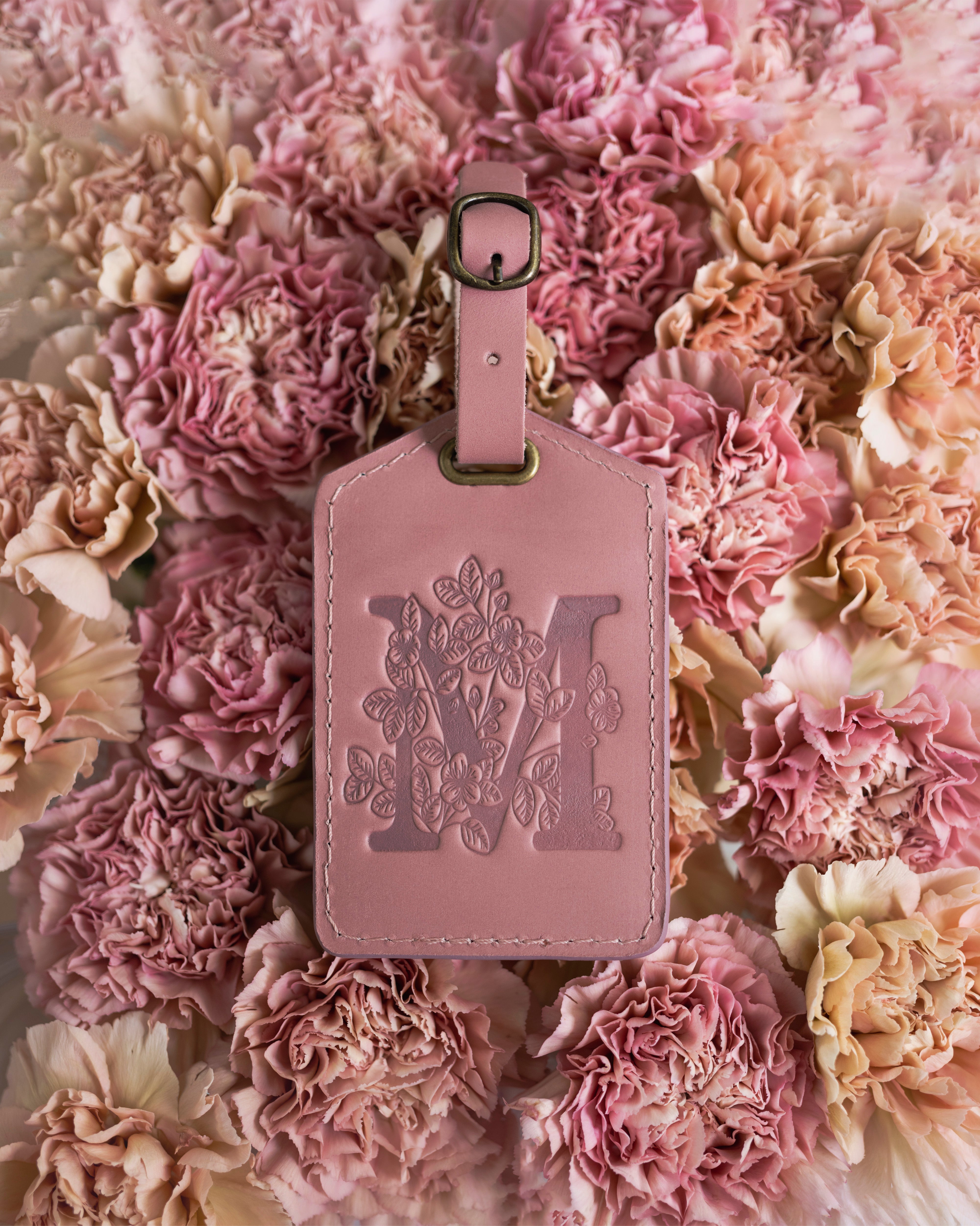 Flower initial luggage tags