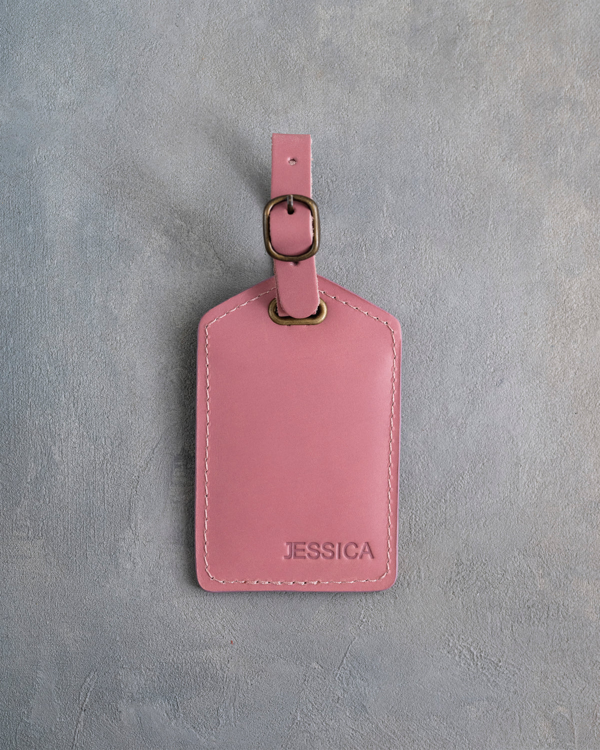 Minimalist Font Luggage Tag in Parisian Blossom Leather with hand-finished detailing