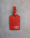 Vine Monogram Luggage Tag in Poppy Red Leather