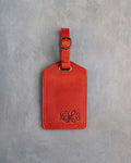 Vine Monogram Luggage Tag in Poppy Red Leather
