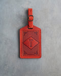 Classy Initial Luggage Tag in Poppy Red Leather