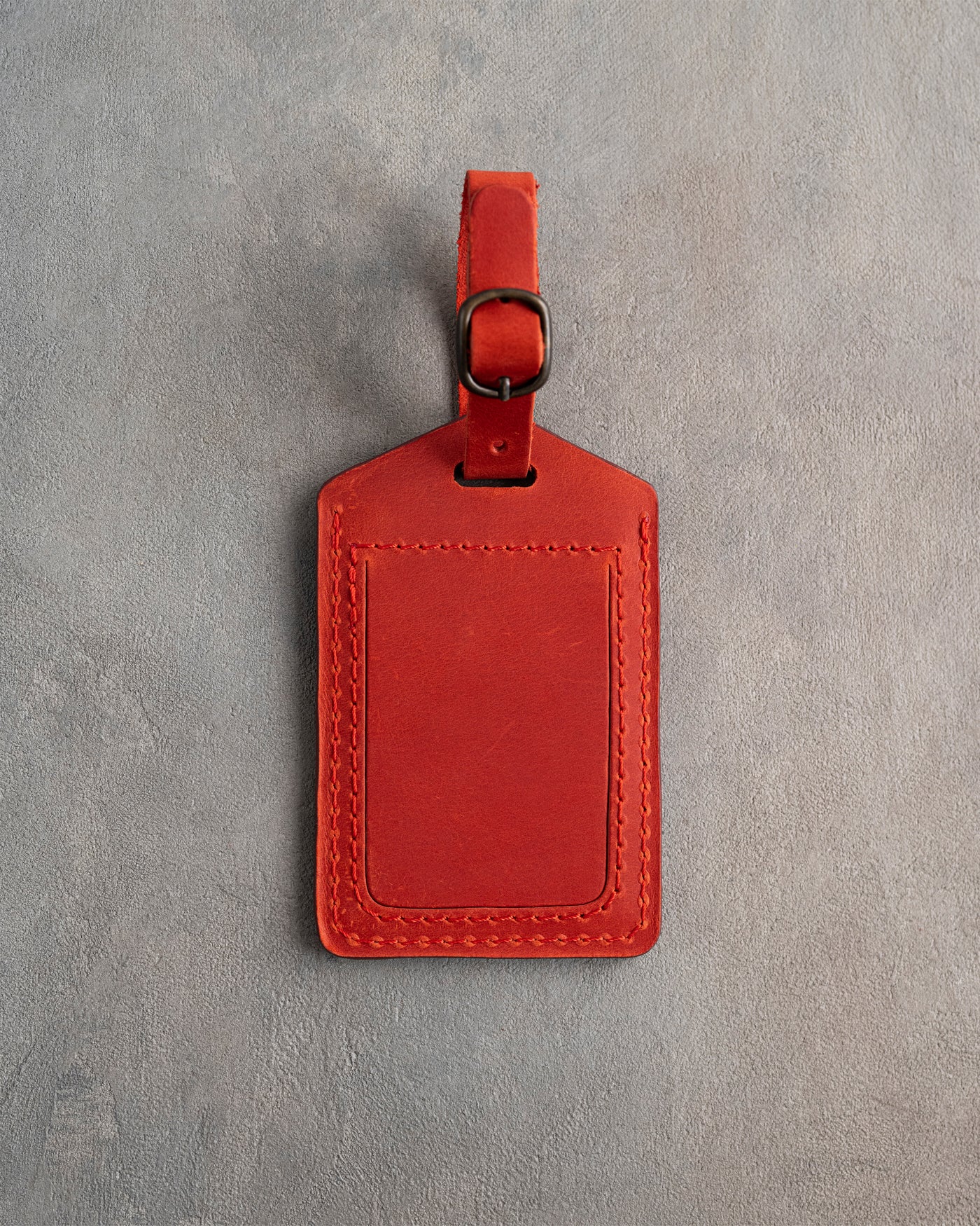 Classy Monogram Luggage Tag in Poppy Red Leather