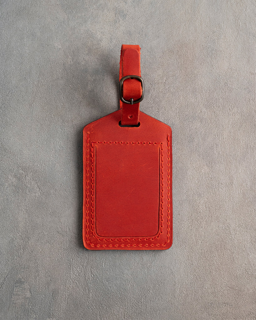 Classy Monogram Luggage Tag in Poppy Red Leather