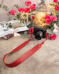 Poppy Red leather camera strap