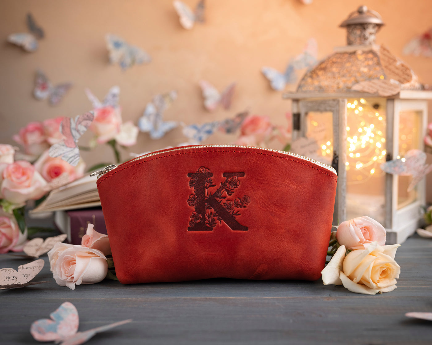 Initial makeup bag