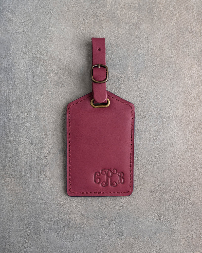 Vine Monogram Luggage Tag in Sangria Leather