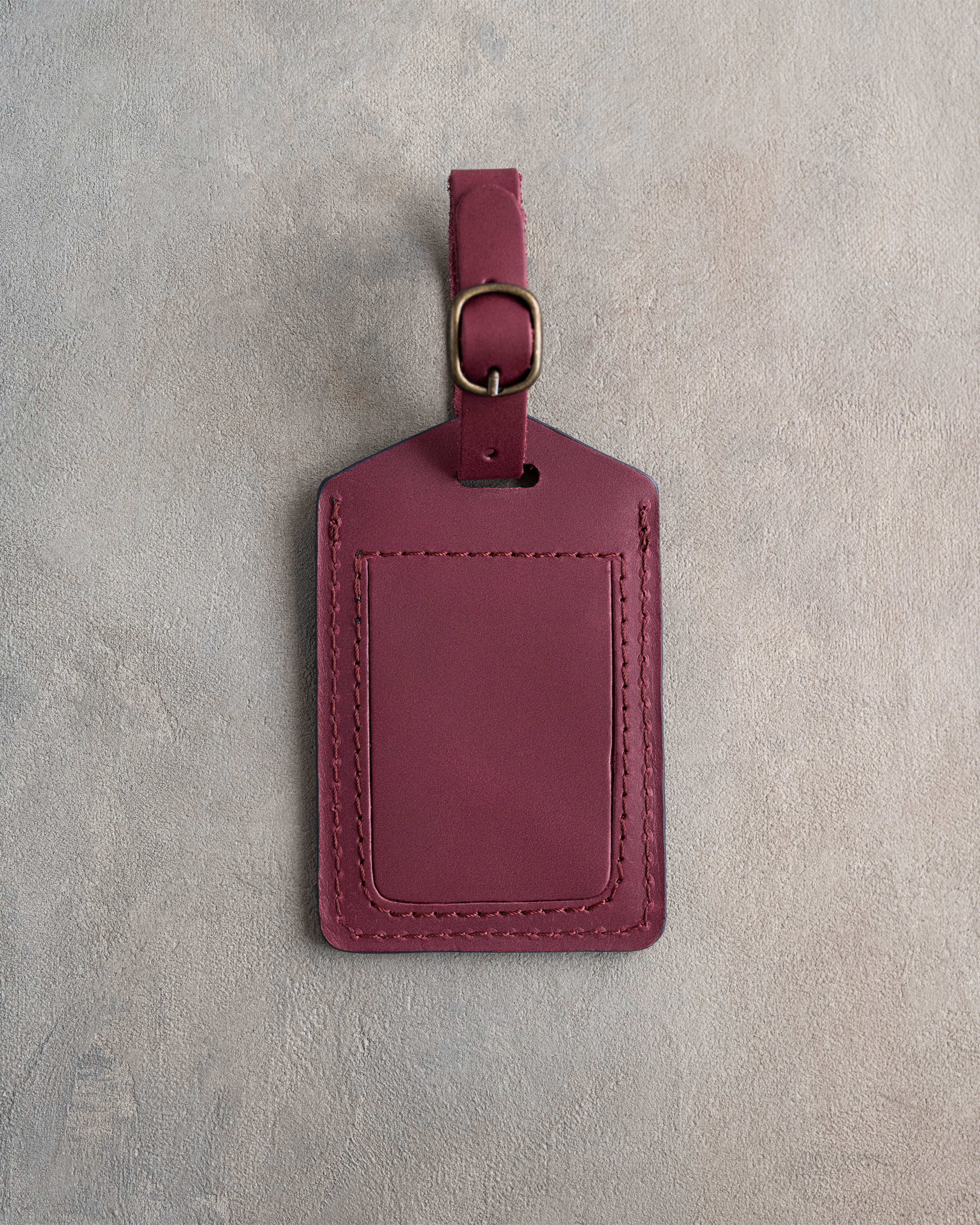 Classy Initial Luggage Tag in Sangria Leather