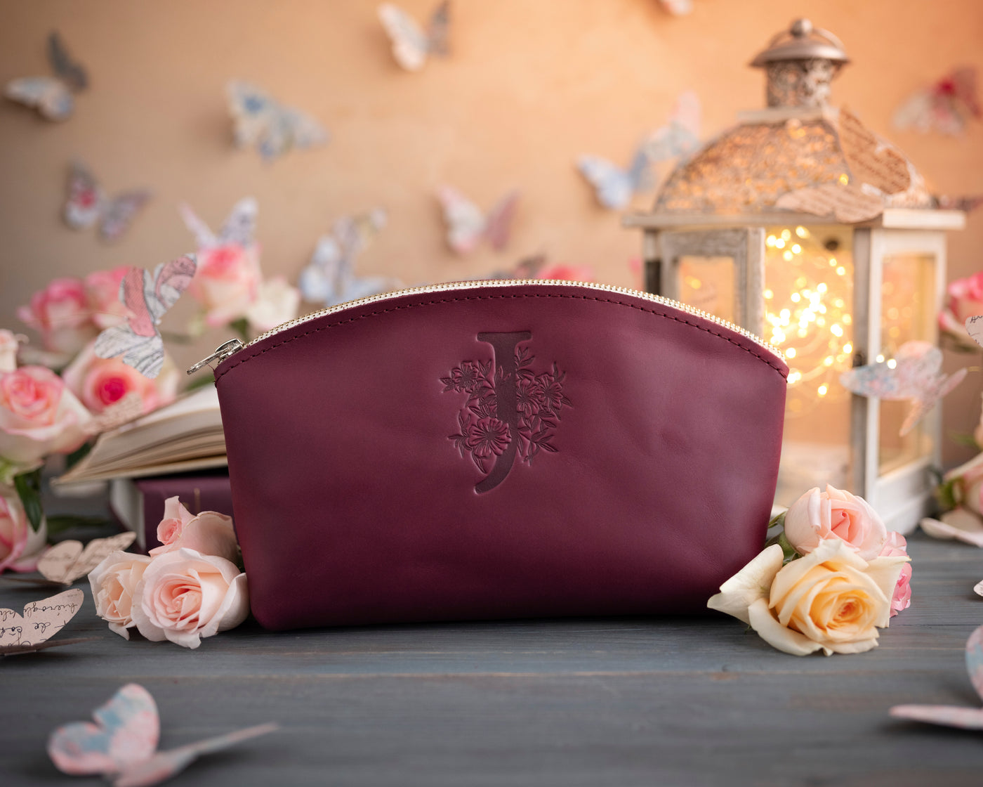 Sangria Initial Makeup Bag