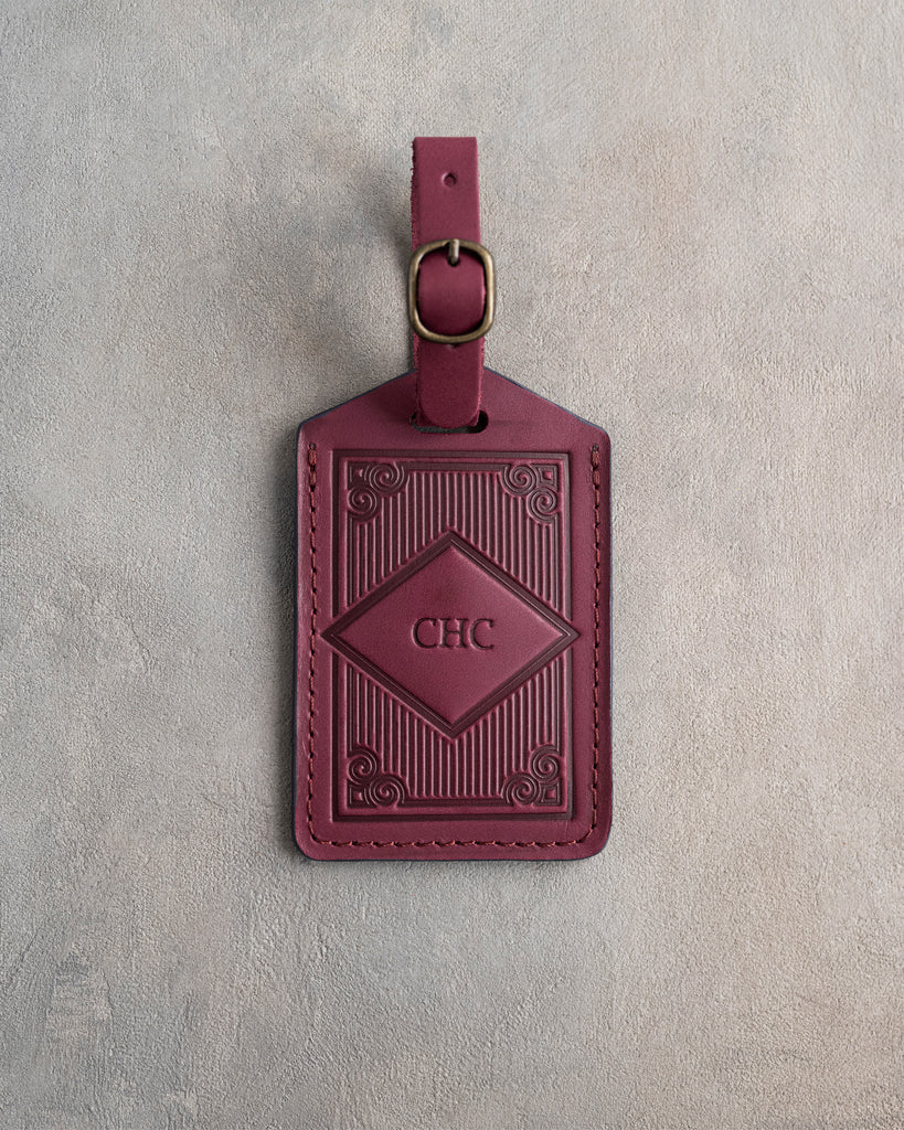 Classy Monogram Luggage Tag in Sangria Leather