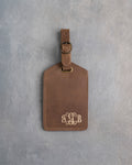 Vine Monogram Luggage Tag in Sicilian Brown Leather