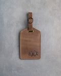 Vine Monogram Luggage Tag in Sicilian Brown Leather