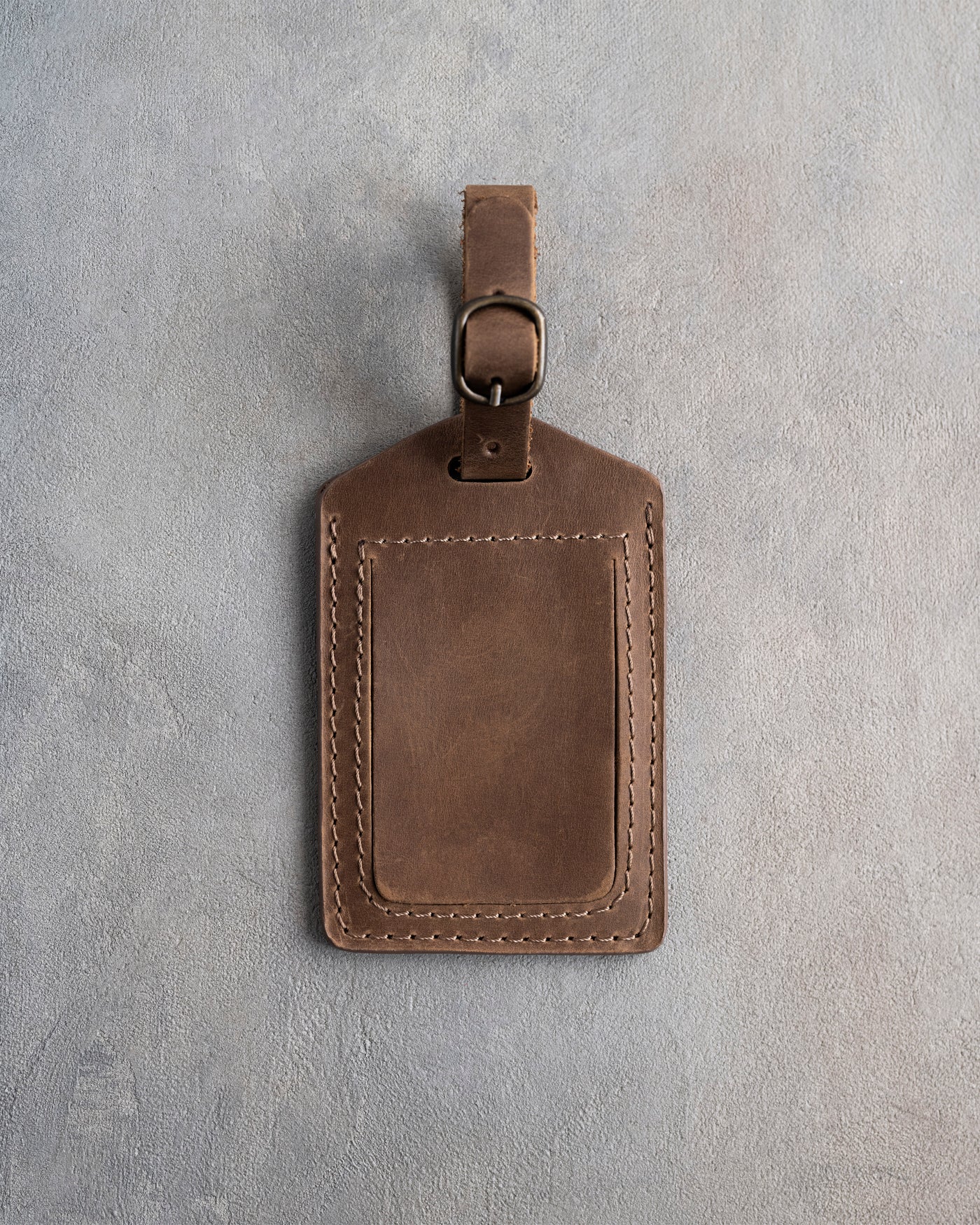 Classy Monogram Luggage Tag in Sicilian Brown Leather