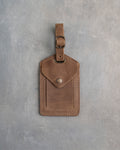 Minimalist Font Luggage Tag in Sicilian Brown Leather Leather