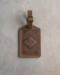 Classy Monogram Luggage Tag in Sicilian Brown Leather
