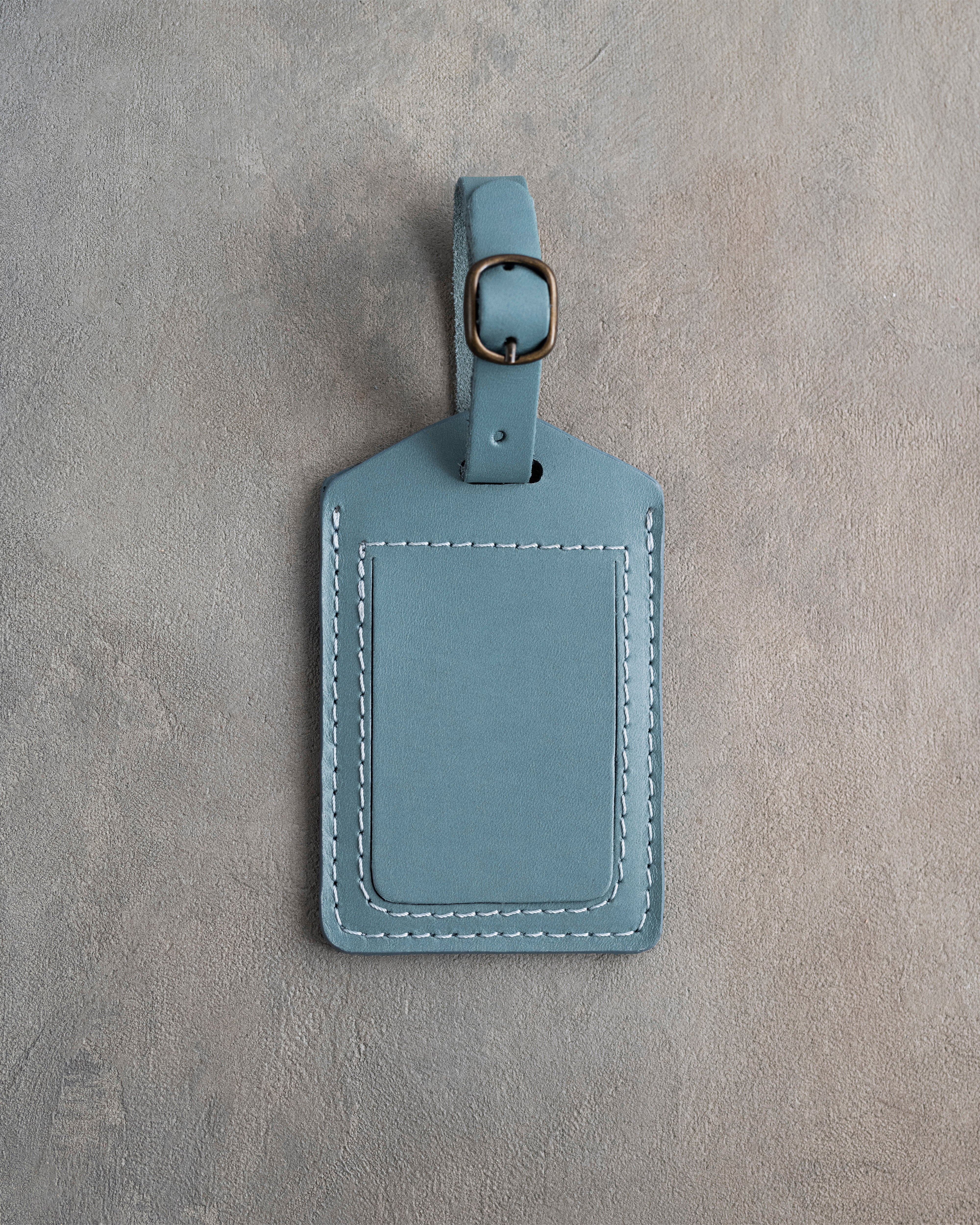 Classy Initial Luggage Tag in Turquoise Leather