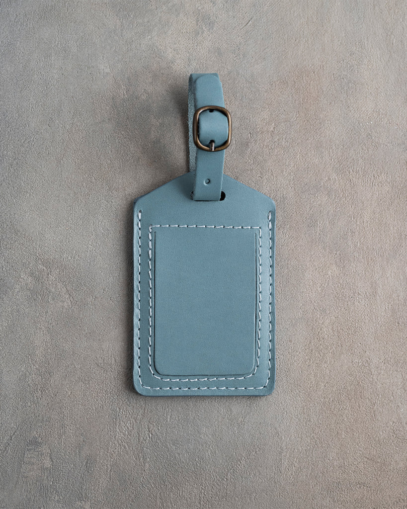 Classy Monogram Luggage Tag in Turquoise Leather