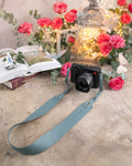 Turquoise leather camera strap
