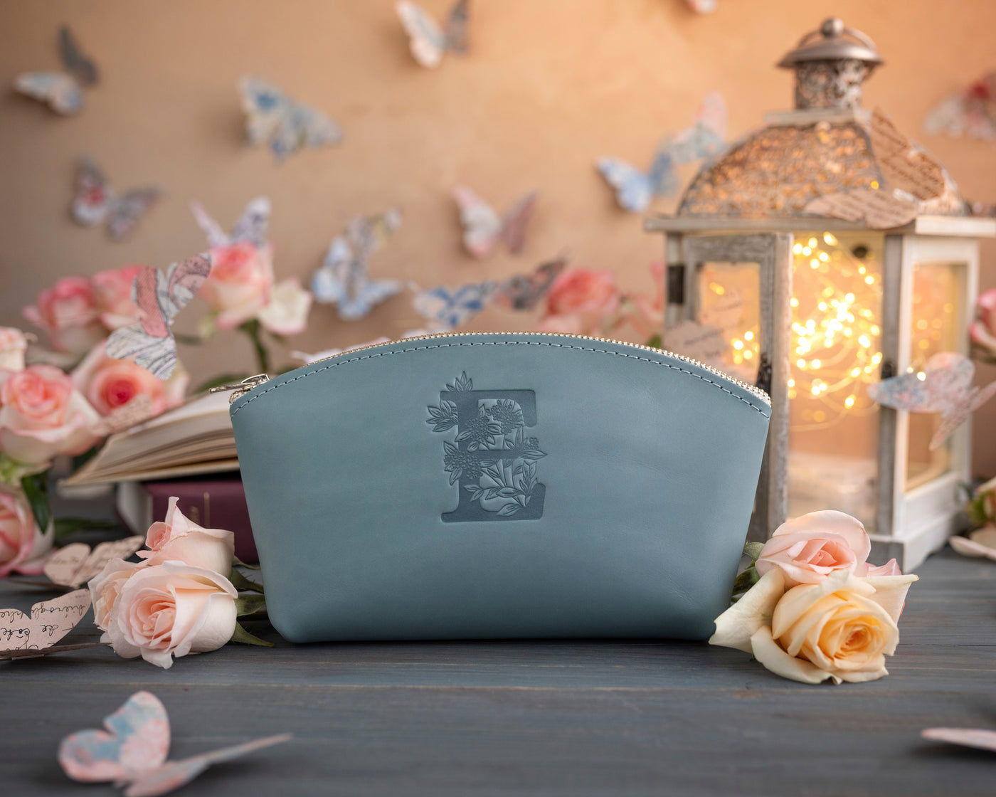 Initial makeup bag