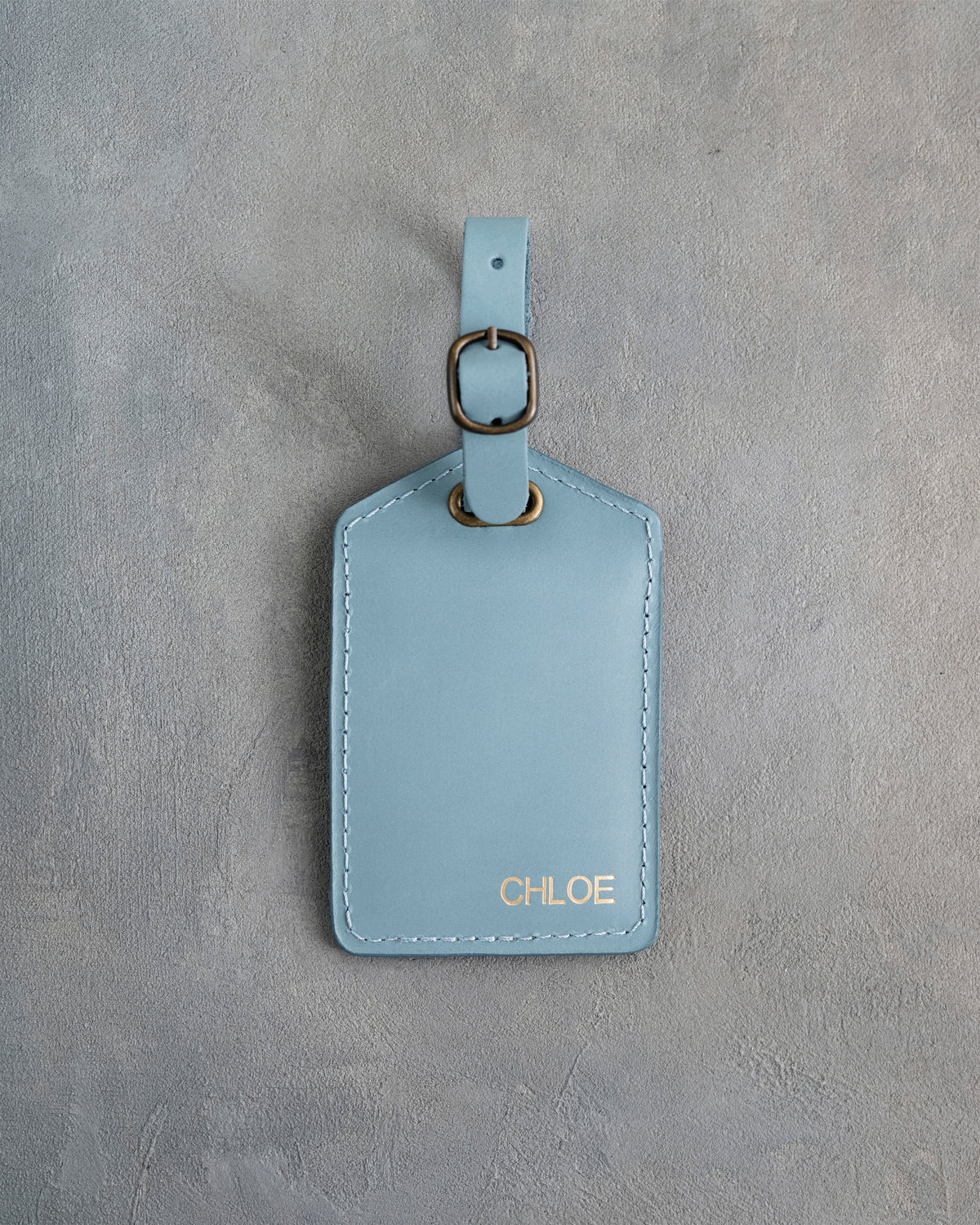 Minimalist Font Luggage Tag in Turquoise Leather