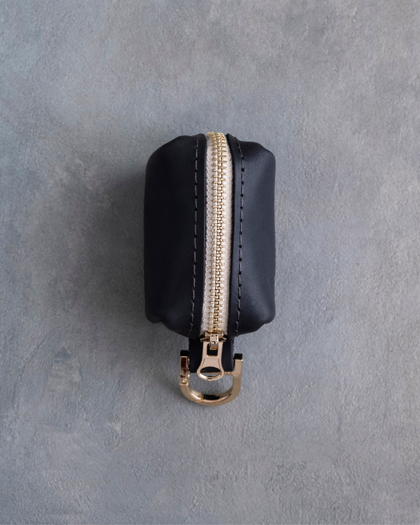 Black Leather Dog Poop Bag Holder
