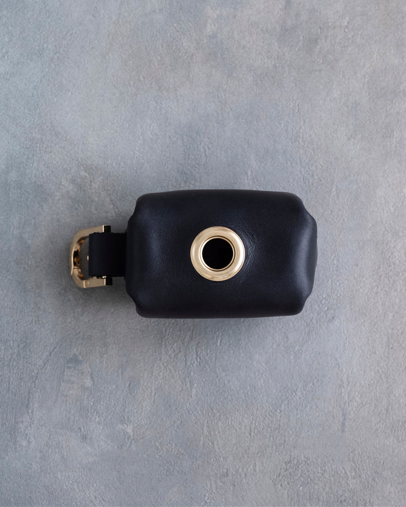 Black Leather Dog Poop Bag Holder