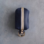 Blueberry Leather Dog Poop Bag Holder with hand-finished detailing