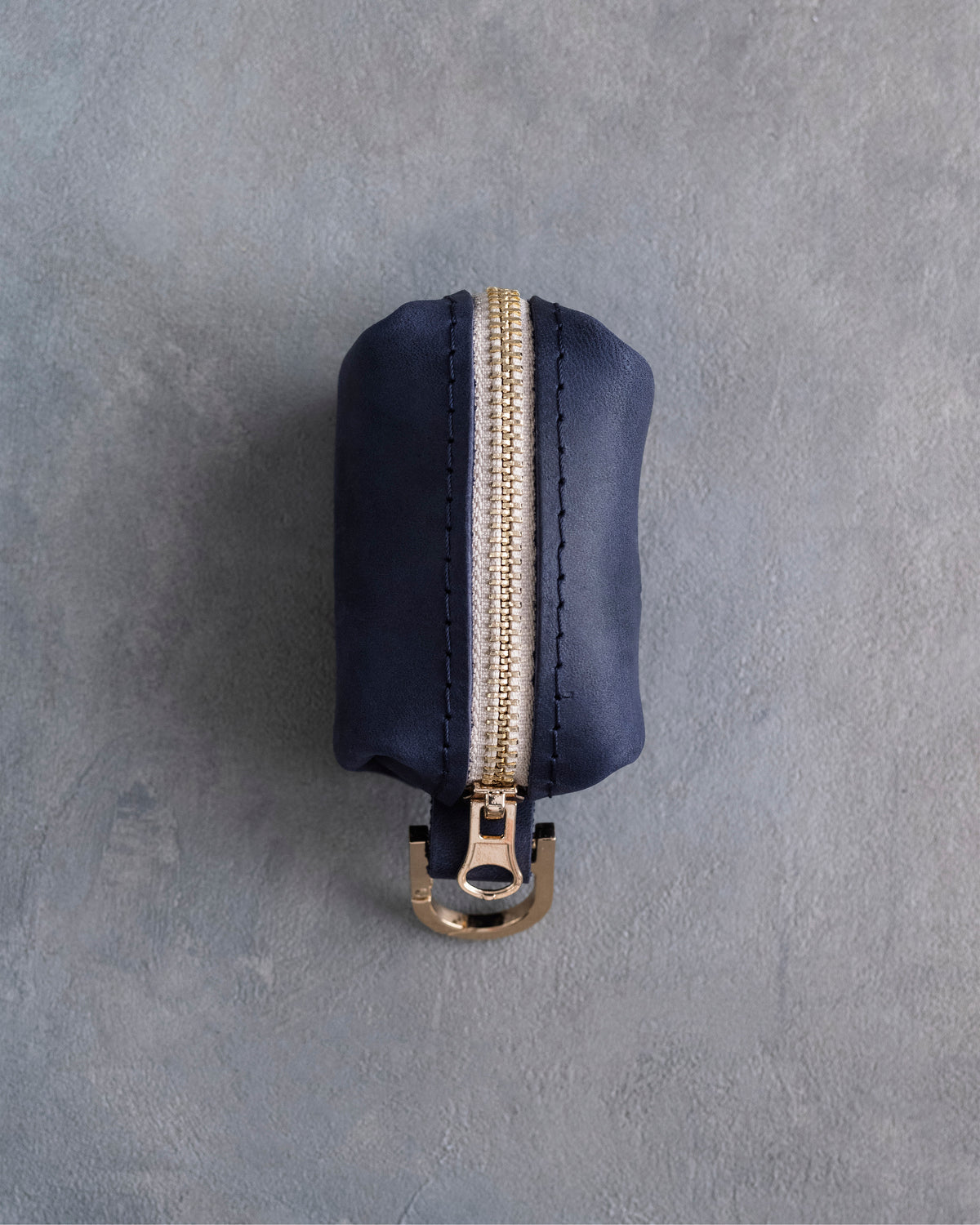 Blueberry Leather Dog Poop Bag Holder with hand-finished detailing