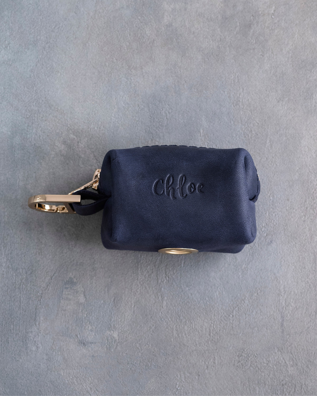 Blueberry Leather Dog Poop Bag Holder