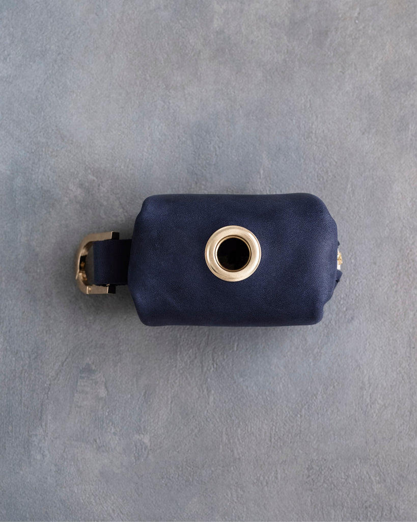 Blueberry Leather Dog Poop Bag Holder