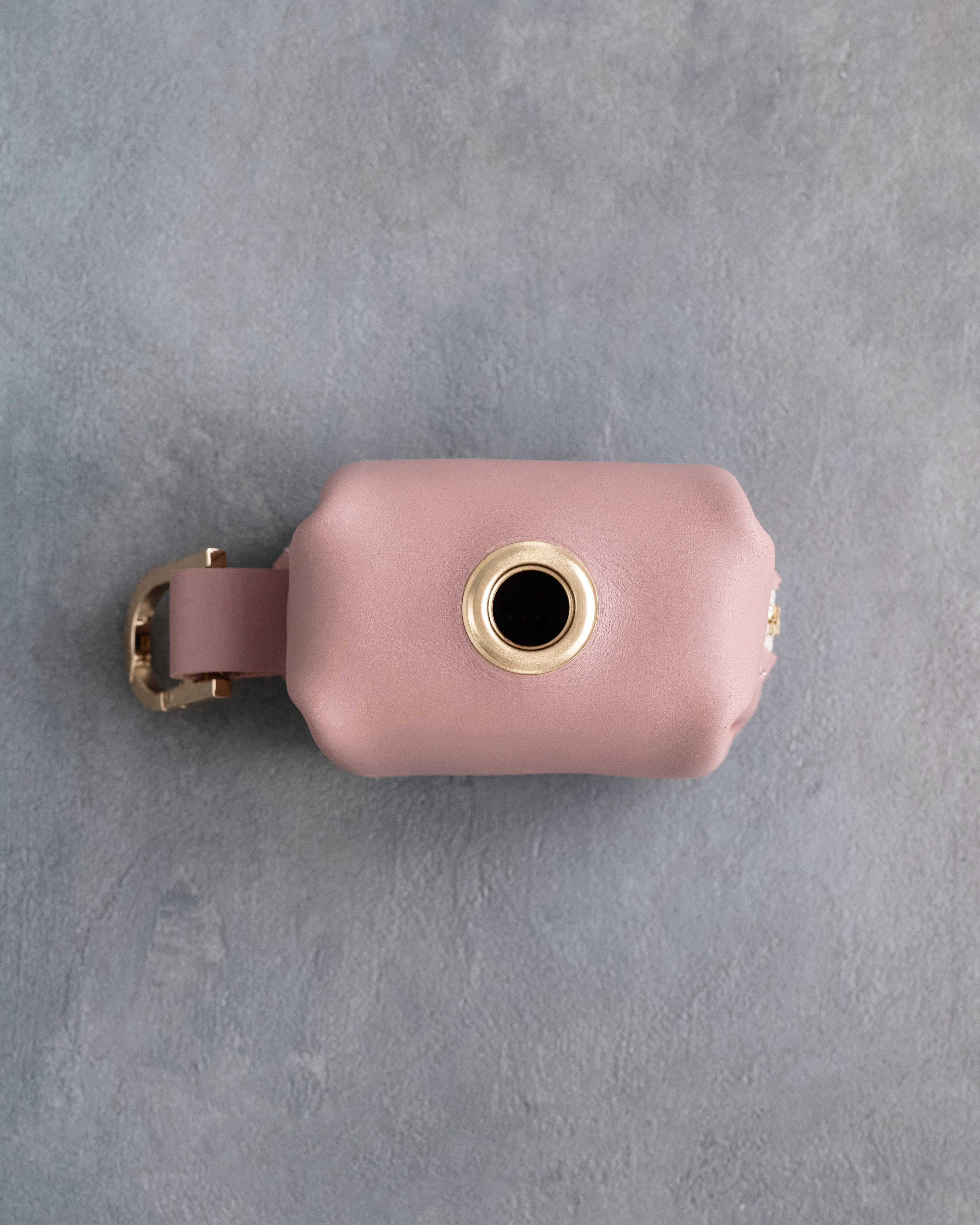 Blush Leather Dog Poop Bag Holder