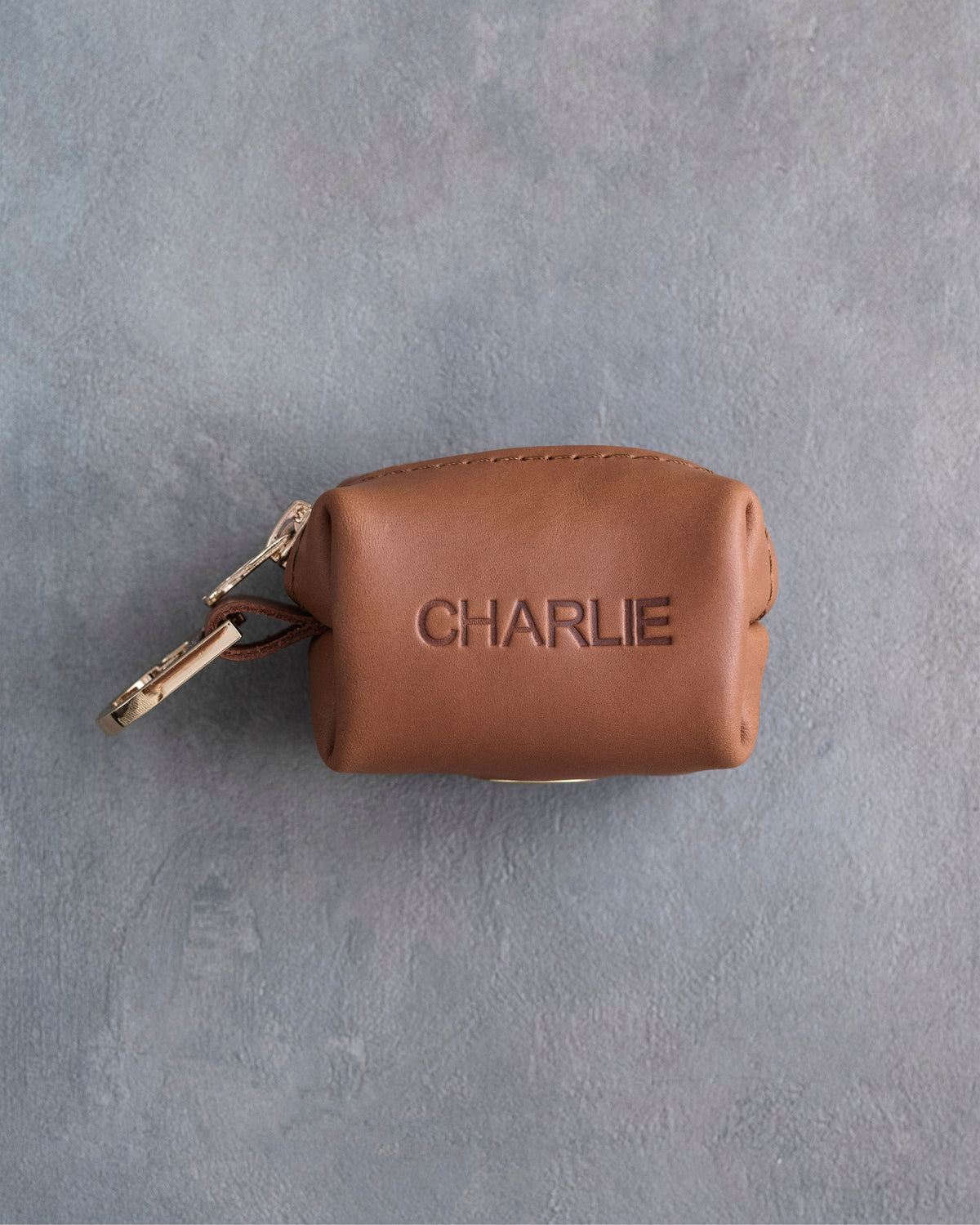 Caramel Leather Dog Poop Bag Holder