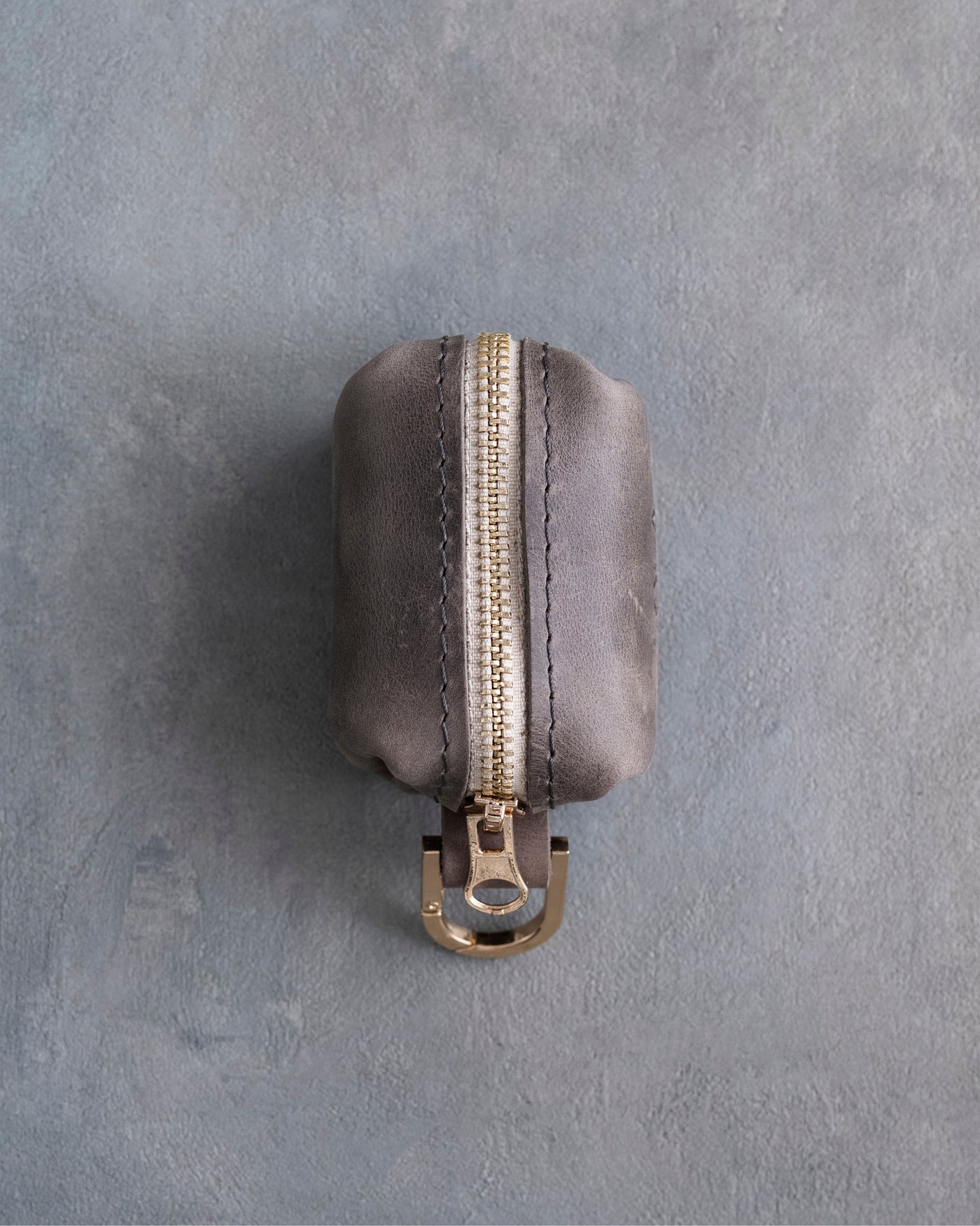 Country Gray Leather Dog Poop Bag Holder