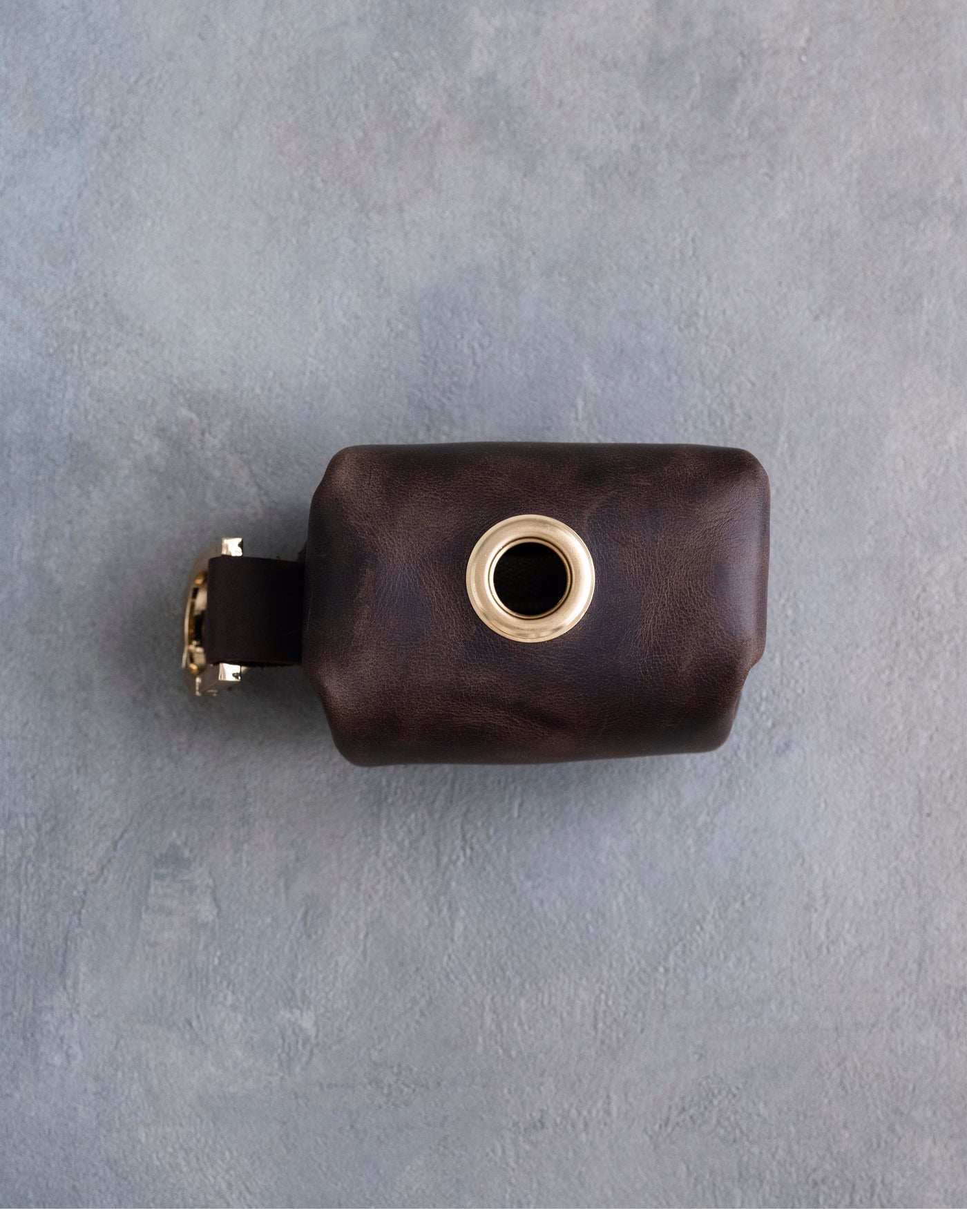 Dark Espresso Leather Dog Poop Bag Holder