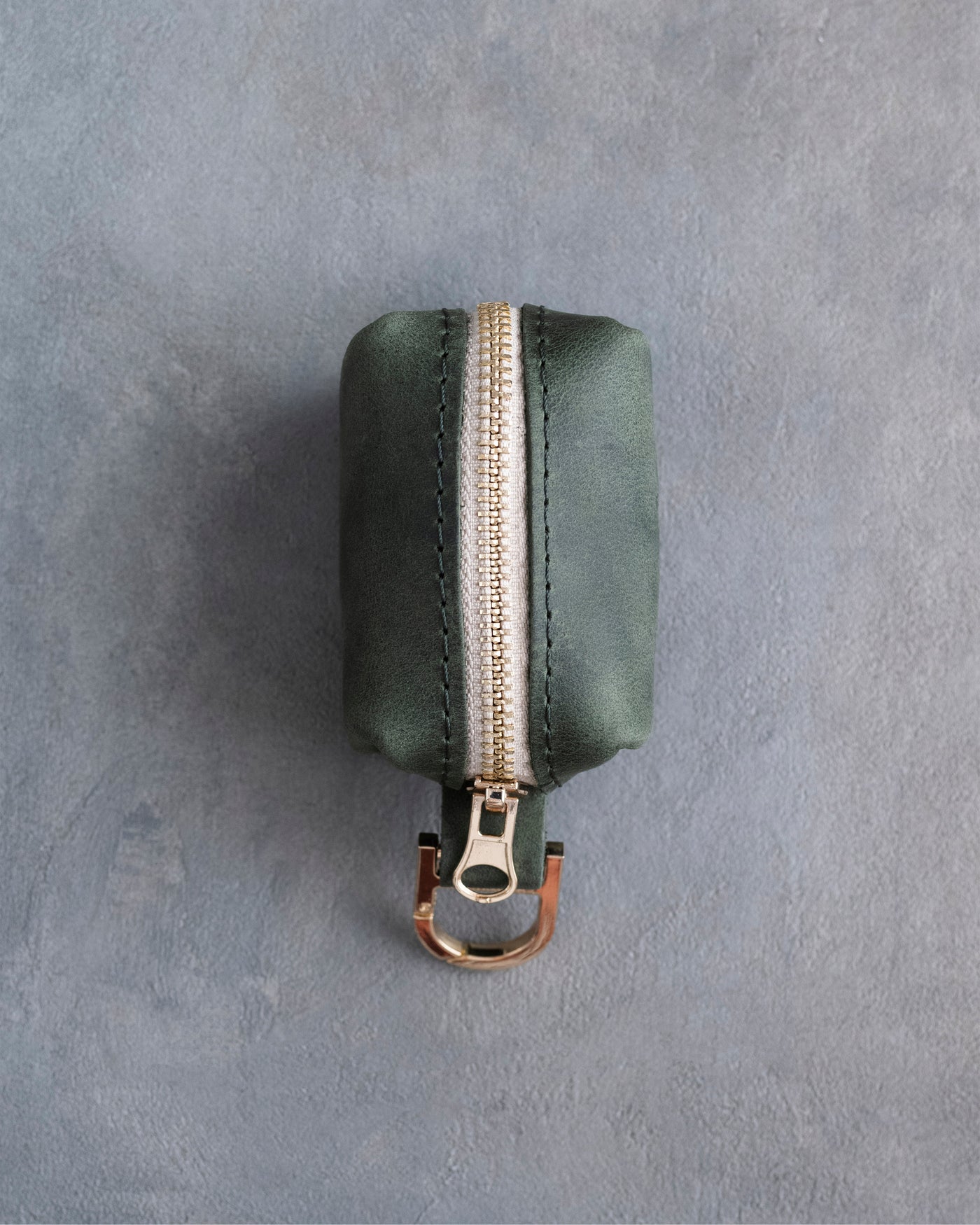 Forest Green Leather Dog Poop Bag Holder