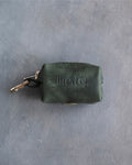 Forest Green Leather Dog Poop Bag Holder